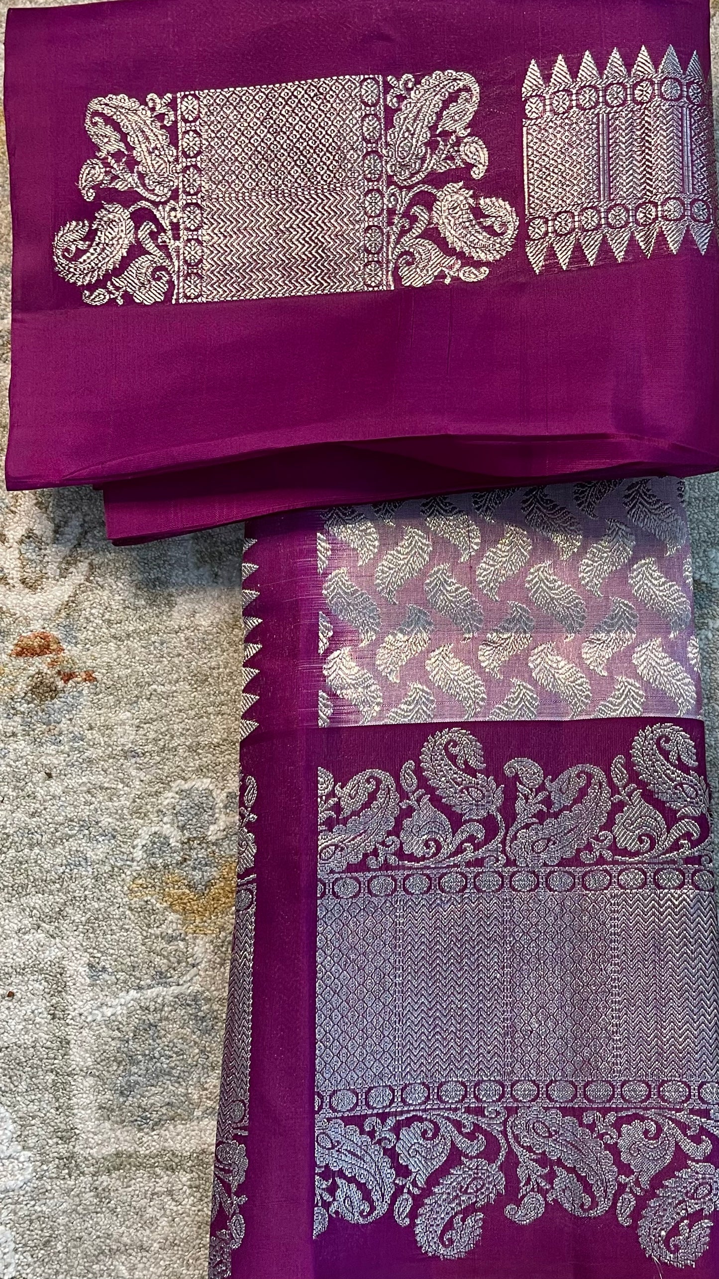 Unique Light Purple Saree with Crimson Zari Border