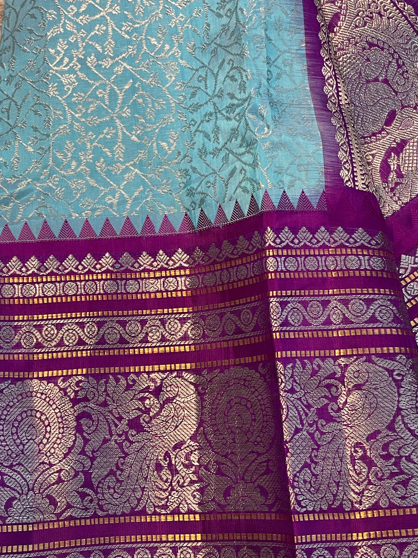 Elegant Blue Silk Saree with 12 in Border