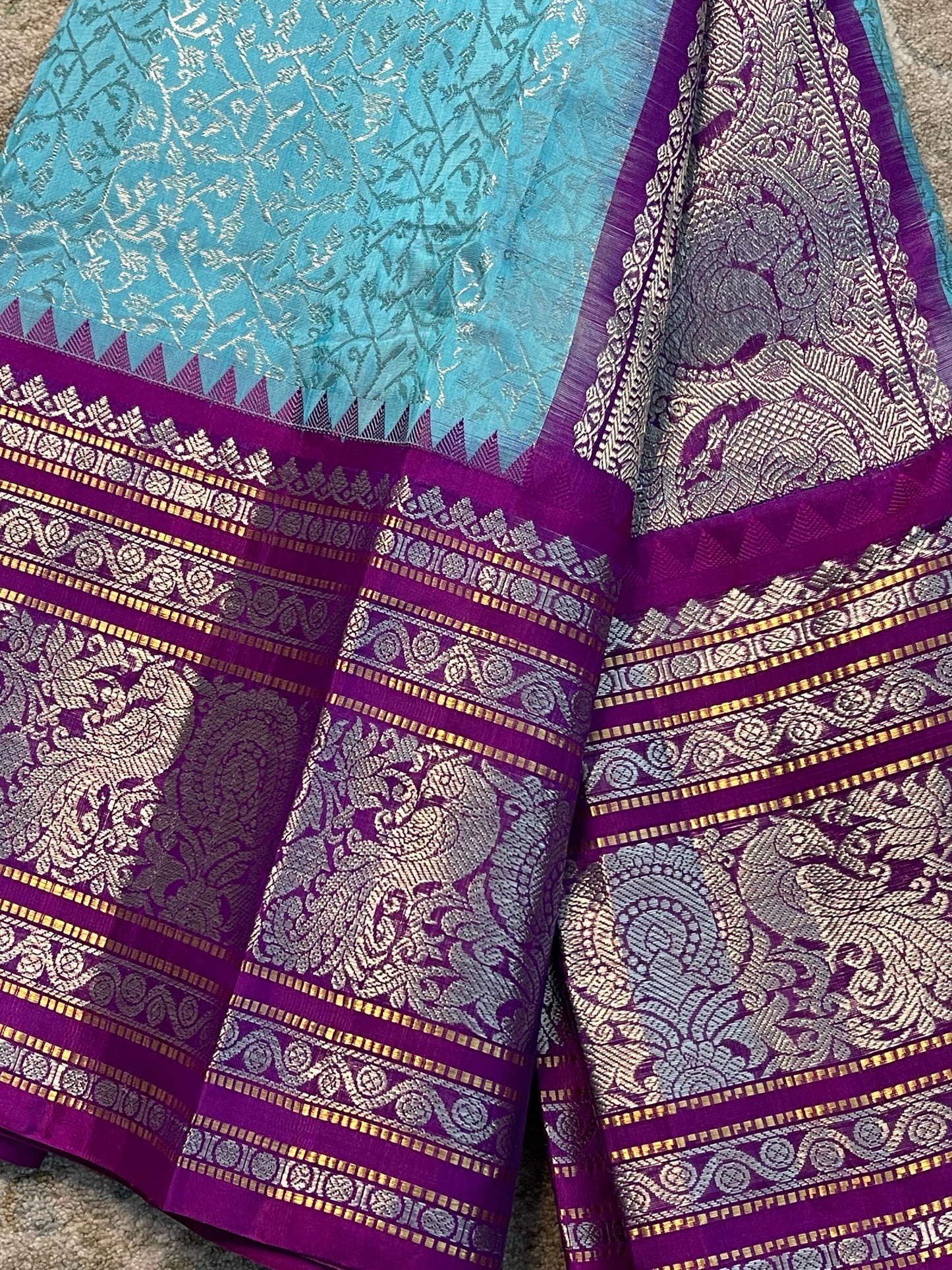 Elegant Blue Silk Saree with 12 in Border