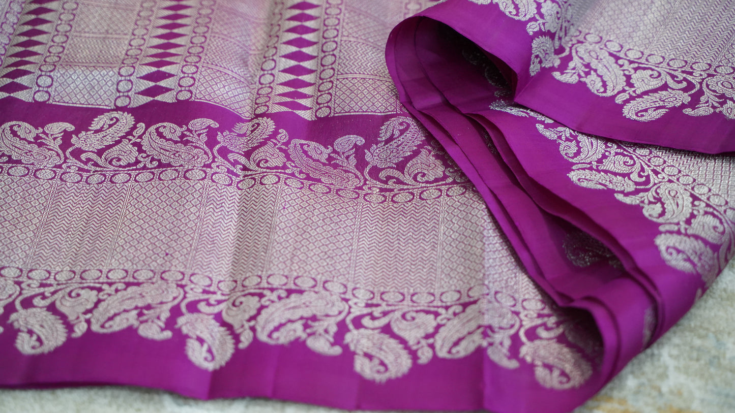 Unique Light Purple Saree with Crimson Zari Border