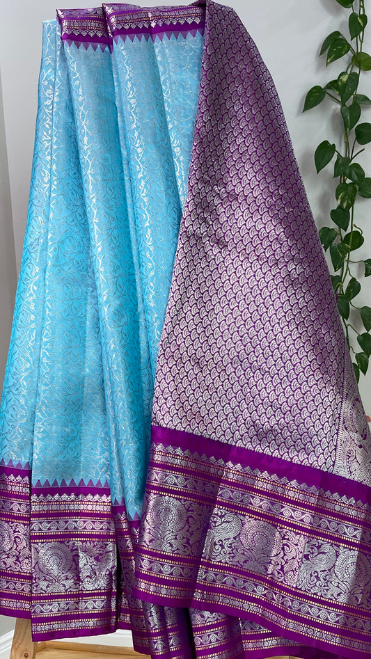 Elegant Blue Silk Saree with 12 in Border